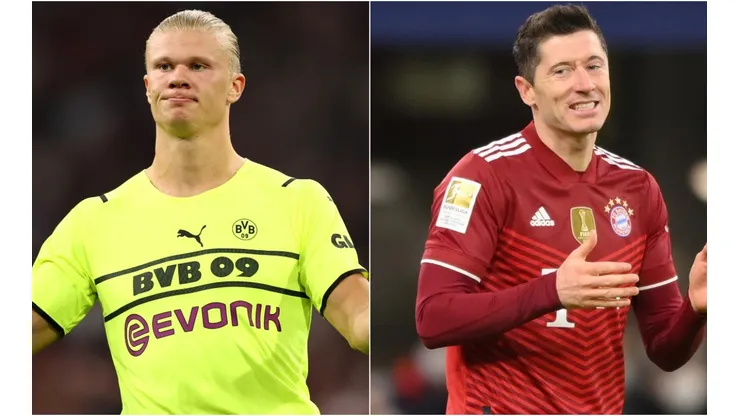 Erling Haaland of Borussia Dortmund (left) and Robert Lewandowski of Bayern (right)