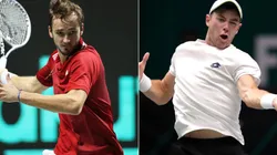 Daniil Medvedev of RTF (left) and Dominik Koepfer of Germany (right)
