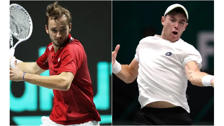 Daniil Medvedev of RTF (left) and Dominik Koepfer of Germany (right)