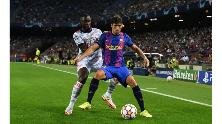 Sergi Roberto of Barcelona (right) and Dayot Upamecano of Bayern (left)