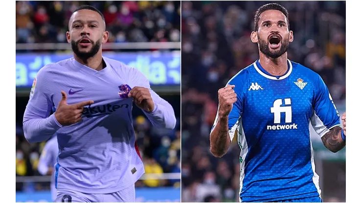 Memphis Depay of Barcelona (left) and Willian Jose of Real Betis (right)