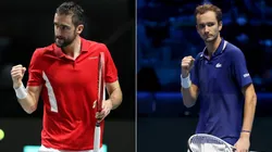 Marin Cilic of Croatia (left) and Daniil Medvedev of Russia