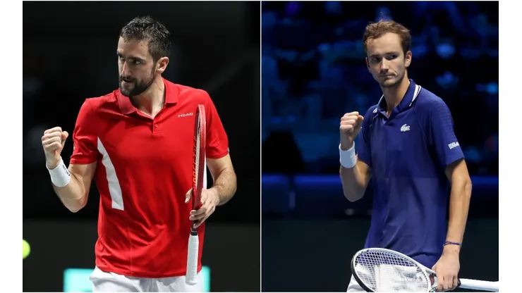 Marin Cilic of Croatia (left) and Daniil Medvedev of Russia
