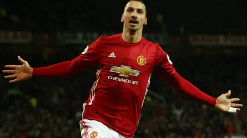 Zlatan Ibrahimovic celebrates after scoring for Manchester United