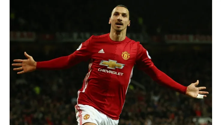 Zlatan Ibrahimovic celebrates after scoring for Manchester United