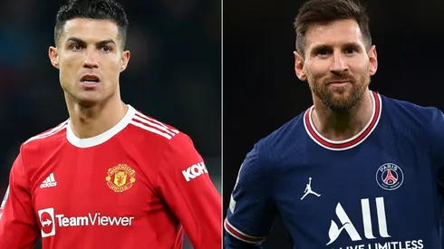 Cristiano Ronaldo of Manchester United (left) and Lionel Messi of PSG (right)
