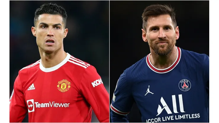 Cristiano Ronaldo of Manchester United (left) and Lionel Messi of PSG (right)