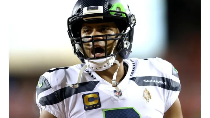 Quarterback Russell Wilson of Seattle Seahawks at the game vs Washington Football Team on November 29