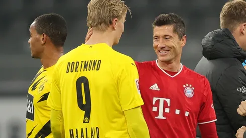 Erling Haaland of Dortmund (left) and Robert Lewandowski of Bayern (right)