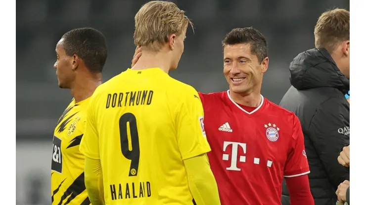 Erling Haaland of Dortmund (left) and Robert Lewandowski of Bayern (right)