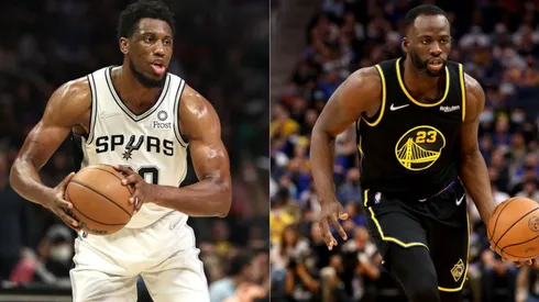Thaddeus Young of San Antonio Spurs (left) Draymond Green of Golden State Warriors
