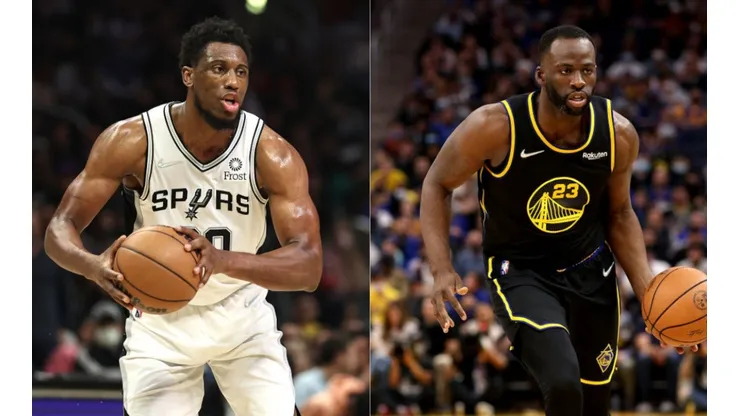 Thaddeus Young of San Antonio Spurs (left) Draymond Green of Golden State Warriors