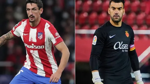 Stefan Savic of Atletico Madrid (left) and Manolo Reina of Mallorca (right)