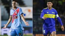 Brian Farioli of Arsenal de Sarandi (left) and Marcos Rojo of Boca Juniors.