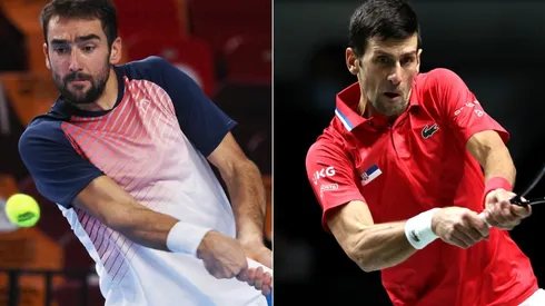 Marin Cilic of Croatia (left) and Novak Djokovic of Serbia (right)