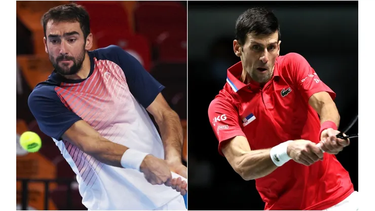 Marin Cilic of Croatia (left) and Novak Djokovic of Serbia (right)