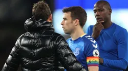 Everton fan storms the pitch.