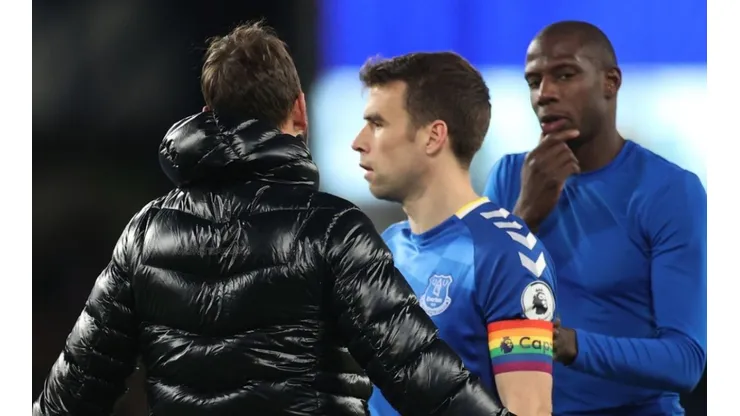 Everton fan storms the pitch.