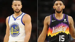 Stephen Curry of the Golden State Warriors (left) and Cameron Payne of the Phoenix Suns (right)