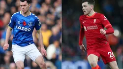 Michael Kane of Everton (left) Andrew Robertson of Liverpool