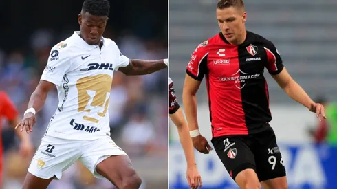 Washington Corozo of Pumas UNAM (left) and Julio Furch of Atlas