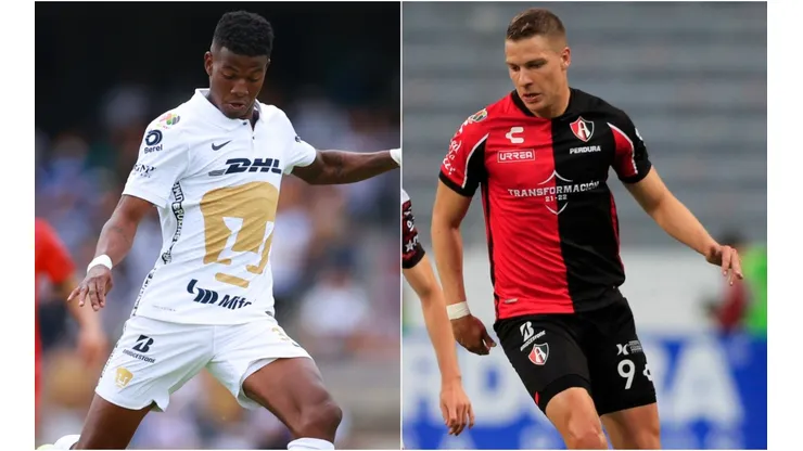 Washington Corozo of Pumas UNAM (left) and Julio Furch of Atlas
