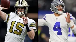 Trevor Siemian of the New Orleans Saints (left) and Dak Prescott of the Dallas Cowboys (right)