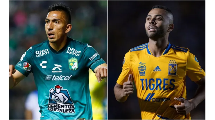 Angel Mena of Leon (left) and Rafael De Souza of Tigres (right)