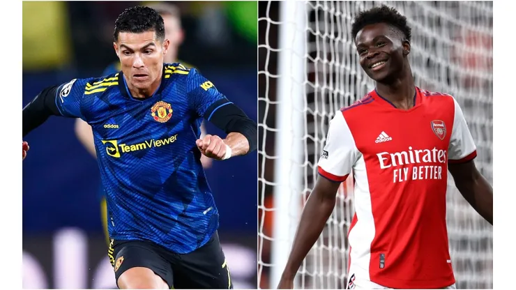 Cristiano Ronaldo of Manchester United (left) and Bukayo Saka of Arsenal (right)