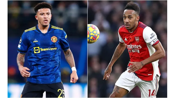 Jadon Sancho of Manchester United (left) and Pierre-Emerick Aubameyang of Arsenal (right).jpg