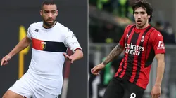 Davide Biraschi of Genoa CFC (left) and Sandro Tonali of AC Milan