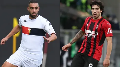Davide Biraschi of Genoa CFC (left) and Sandro Tonali of AC Milan