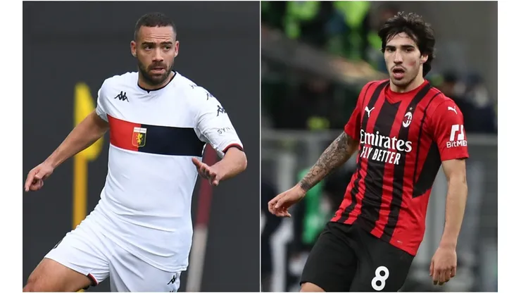 Davide Biraschi of Genoa CFC (left) and Sandro Tonali of AC Milan