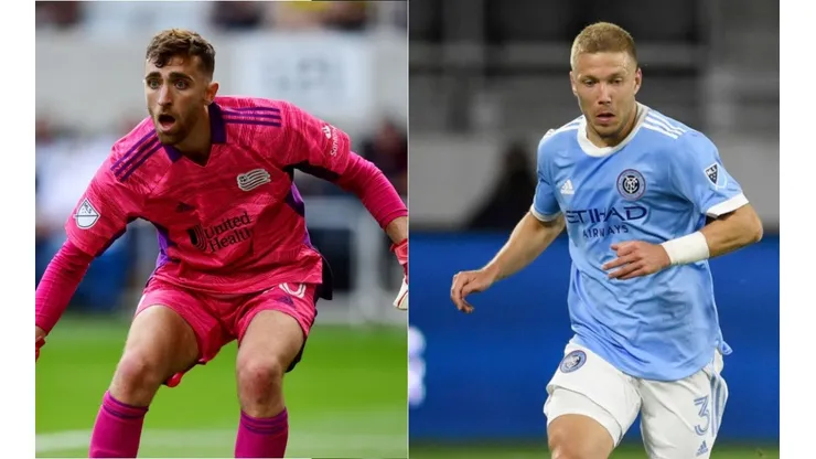 Goalkeeper Matt Turner of New England Revolution (left) and Anton Tinnerholm of New York City FC