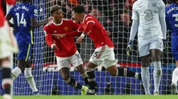 Jadon Sancho (right) of Manchester United celebrates after scoring