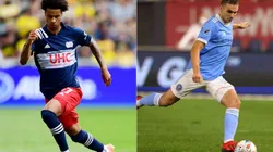 Tajon Buchanan of New England Revolution (left) and James Sands of New York City FC