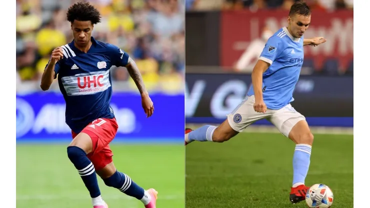 Tajon Buchanan of New England Revolution (left) and James Sands of New York City FC