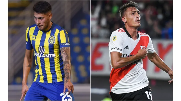 Emmanuel Ojeda of Rosario Central (left) and Braian Romero of River Plate