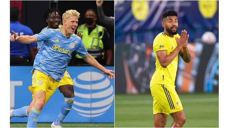 Jakob Glesnes of Philaldephia Union (left) and Anibal Godoy of Nashville SC