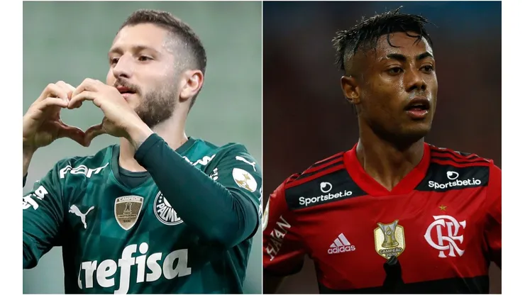 Ze Rafael of Palmeiras (left) and Bruno Henrique of Flamengo.