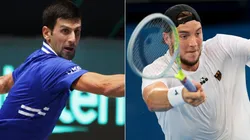 Novak Djokovic of Serbia (left) and Jan-Lennard Struff of Germany (right)