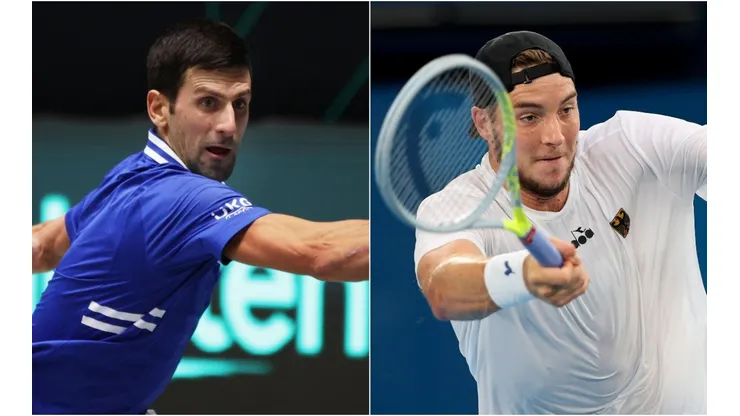 Novak Djokovic of Serbia (left) and Jan-Lennard Struff of Germany (right)