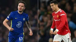 Saul Ninguez of Chelsea (left) and Cristiano Ronaldo of Manchester United