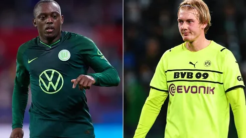 Jerome Roussillon of Wolfsburg (left) and Julian Brandt of Borussia Dortmund (right)