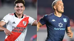 Julian Alvarez of River Plate (left) and Enzo Copetti of Racing Club.