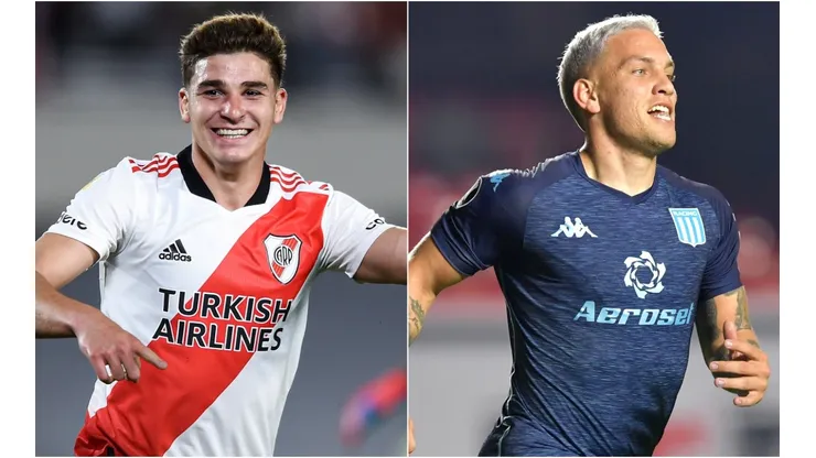 Julian Alvarez of River Plate (left) and Enzo Copetti of Racing Club.