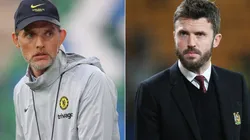 Thomas Tuchel of Chelsea (left) and Michael Carrick of Manchester United (right)