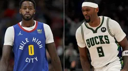 JaMychal Green of the Denver Nuggets (left) and Bobby Portis of the Milwaukee Bucks (right)