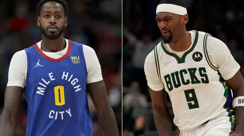 JaMychal Green of the Denver Nuggets (left) and Bobby Portis of the Milwaukee Bucks (right)