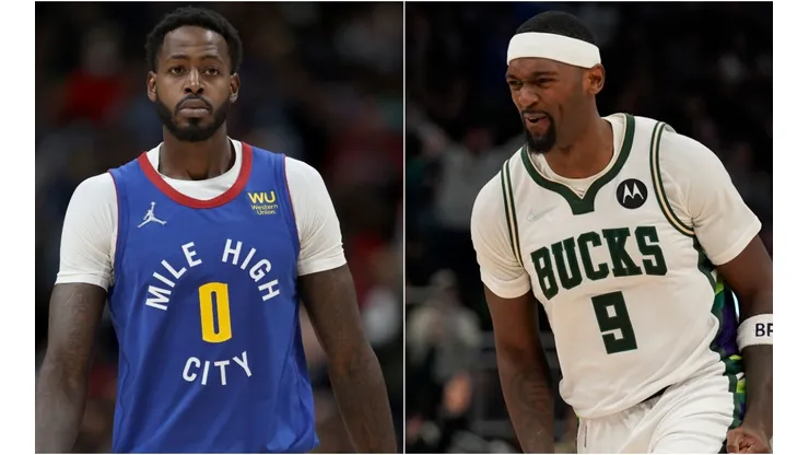 JaMychal Green of the Denver Nuggets (left) and Bobby Portis of the Milwaukee Bucks (right)